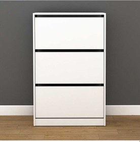 Resim Flat Duo 3 Katlı Geniş Ayakkabılık Dolabı - Beyaz 