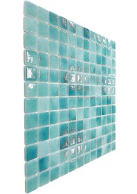 Resim MozaiKristaL Mutfak, Banyo, Havuz ve tüm yüzeyler için 25x25mm. A.Turkuaz, 31.5X31.5cm Fileli Cam Mozaik. 