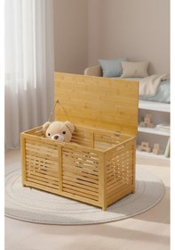 Resim Digithome Bambu Oyuncak Sandığı Oyun Odası Düzenleyici Oyuncak Dolabı Saklama Sandık Db-0032 Kahverengi 
