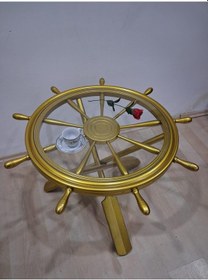 Resim Orta Sehpa Dümen 90636 Model Ahşap Çapraz X Ayak Parlak Gold Lake Boya El Yapım Gold 