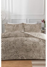 Resim Winter Tale Tavşan Tüyü Çift Kişilik Yorgan Seti 220x240 Cm Bej Bej 