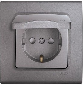 Resim Viko Linnera Life Granit Grisi Kapaklı Topraklı Priz Çocuk Korumalı Çerçeveli - 90442012 