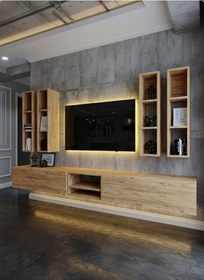 Resim Resital Ledli Duvara Monte Tv Sehpası - Çam - W6004-6 Çam 