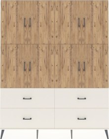 Resim Kronos Gardrop 8 Raflı 4 Çekmeceli 8 Kapaklı 176x59x221 Aytaşı-çam/aytaşı Beyaz 