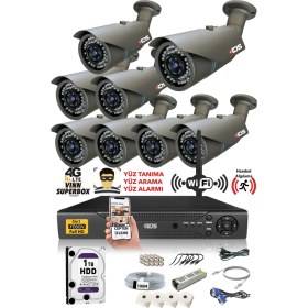 Resim Ids - 8 Kameralı 5 Mp Sony Lensli 1080P Full HD Güvenlik Kamerası Sistemi - Cepten İzle - 1 TB Dış 