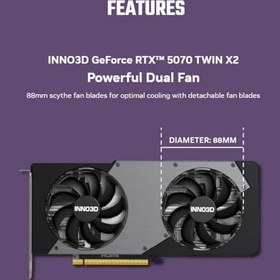 Resim INNO3D Geforce RTX5070 Twin X2 12GB 192BIT Gddr7 Ekran Kartı N50702-12D7-195064N 
