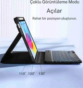 Resim Samsung Galaxy Tab S6 Lite P610/p615/p613/p619 Uyumlu Klavyeli Tablet Kılıfı Klavye + Stand 