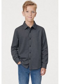 Resim Ahengim Erkek Çocuk Modern Kesim Beyaz Polyester Basic Gömlek Ak8789 Siyah 