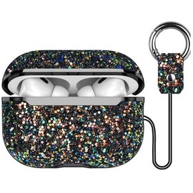 Resim Zengemtx Onegif Apple Uyumlu AirPods Pro 2 2.nesil Bright Simli Apple Uyumlu AirPods Kapak - Siyah 