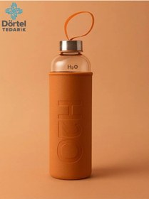 Resim H2o Deri Kılıflı Cam Matara 1000 Ml Turuncu 