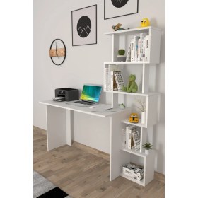 Resim Moonlife Yakamoz Kitaplıklı Çalışma Masası Beyaz 