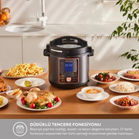 Resim Karaca Cooker 2in1 6l Çok Amaçlı Basınçlı Pişirici Akıllı Elektrikli Düdüklü Tencere ve Airfryer Silver 