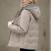 Resim Kadınlar İçin Geometrik Desenli Polyester Doldurulmuş Ceket, Düz Uzun Kollu ve Cep Detaylı - Esnek Olmayan Kış Kaban 