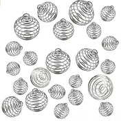 Resim Lemestar Gümüş Kaplama Alaşım Spiral Boncuk Kafesleri, 3 Farklı Boy 14x19mm, 20x25mm, 25x30mm , 30 Adet, Mücevher Yapımı Aksesuarı 
