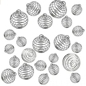 Resim Lemestar Gümüş Kaplama Alaşım Spiral Boncuk Kafesleri, 3 Farklı Boy 14x19mm, 20x25mm, 25x30mm , 30 Adet, Mücevher Yapımı Aksesuarı 