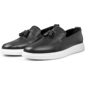Resim Ducavelli Fringe Hakiki Deri Erkek Günlük Ayakkabı, Loafer Ayakkabı, Hafif Ayakkabı, Yazlık Ayakkabı, Hafif Ayakkabı Siyah 