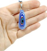 Resim biuti Murano Modern Mavi Çizgili Nazar Boncuğu Araba Dikiz Ayna Süsü El Yapımı Lüks Cam Hediyelik Aksesuar 