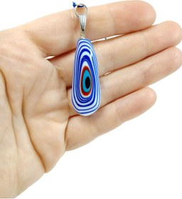 Resim biuti Murano Modern Mavi Çizgili Nazar Boncuğu Araba Dikiz Ayna Süsü El Yapımı Lüks Cam Hediyelik Aksesuar 