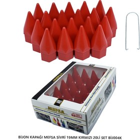 Resim Bijon Kapağı Sivri 19 Mm Kırmızı 20 Li Set 