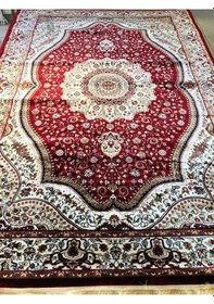 Resim Asaryün Halı Ipek H4158 Bordo İpeksi Geleneksel Renkli Göbekli Klasik Desen Salon Halısı Modern Bordo-kırmızı 