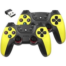 Resim Createtech Sarı 2.4g Kablosuz Çiftler Oyun Denetleyicisi - Linux/android Telefon İçin Gamepad Joystick 