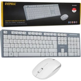 Resim Everest KM-6063 Beyaz/gri Kablosuz Q Multımedya Klavye+Mouse Set (4767) - 1OL1698-9340 