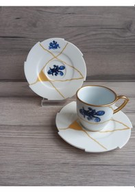 Resim Fermato 4 Parça 2 Kişilik Porselen Türk Kahvesi Fincan Takımı Abra Serisi Renkli 