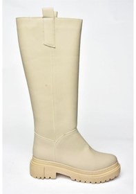 Resim Fox Shoes V973222209 Bej Kalın Tabanlı Kadın Binici Çizmesi Bej 