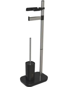 Resim Siyah Tuvalet Kağıtlık Ve Fırça Seti - Modern Tasarım 16.5 x 12.2 x 11.2 CM 