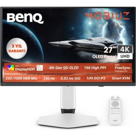 Resim BenQ Mobiuz EX271UZ 27'' OLED 4K 240Hz 0,03ms HDMI DP USB-C 90W FreeSync HDR400 Oyun Monitörü 