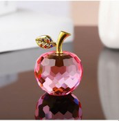 Resim Folinda Minimalist Ev Dekorasyonu Kristal Elma, 4cm Pembe - Nikah, Doğum Günü Hediyesi, Karton Paketli 