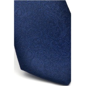 Resim Gaffy Şal Desenli Lacivert Dokuma Kumaş Mendilli Slim Fit Kravat // Sdk-2508-2 Lacivert 