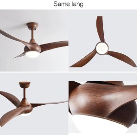 Resim 52 Inç Işıklı Tavan Vantilatörü, Ahşap Desenli, Sessiz Tersinir Dc Motor, Uzaktan Kumandalı 