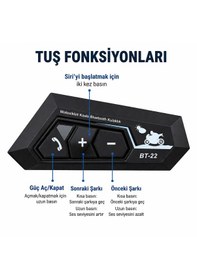 Resim Bt-22 Kask Bluetooth Kulaklık 5.0 Motosiklet Intercom, Mikrofonlu, Ip67 Su Geçirmez, Sesli Komut Destekli 