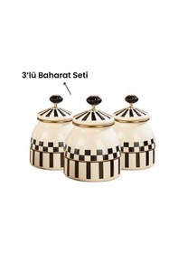 Resim Prime Cream 3 Lü Emaye Baharatlık Seti Krem 