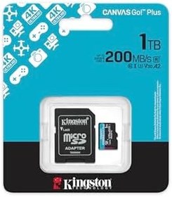 Resim Kingston 1TB Canvas Go Plus microSD Card | Up to 200MB/s | Class 10, UHS-I, U3, V30, A2 | SDCG4/1TB 