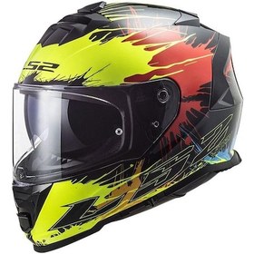 Resim Ls2 Storm 2 Drop Full Face Motosiklet Kaskı 66893 Siyah Sarı Kırmızı 