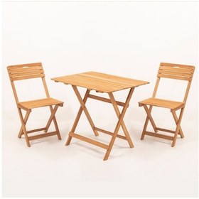 Resim Meya Dekor Sırt Ve Oturak Minderli Balkon Bahçe Mutfak 3'lü Bistro Set Katlanır Masa-sandalye 60x80 Masalı Ahşap 
