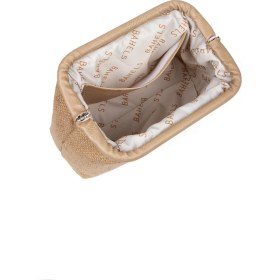Resim Bahels Kadın Jüt Hasır Portföy & Clutch Çanta Vizon Detaylı Tekstil Malzeme ile Günlük Kullanım İçin 
