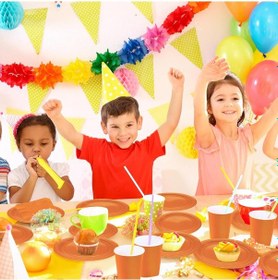 Resim Pastel Turuncu Parti Tabak 8 Li 23 Cm Tek Kullanımlık Sunum Tabağı 