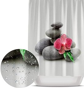 Resim Tropikhome Duş Perdesi Su Geçirmez 180x200 Banyo Perdesi Taş Desen Banyo Duş Perdesi, Küflenmez Duş Perdeleri Yüksek Kaliteli Küvet Perdesi-12 C Halka Hediyeli Duş Perde-Banyo ve Duş Aksesuarları Banyo Perde Set 