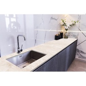 Resim Tezgah Üstü Fayans Kaplama Folyosu Mutfak Tezgahı Kaplama Beige Marble Natural 