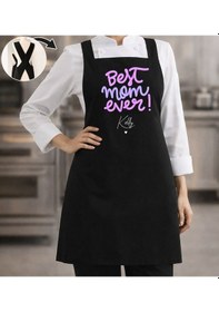 Resim Bk Gift Kişiye Özel Anneler Günü Tasarımlı Çapraz Askılı Siyah Mutfak Önlüğü - 5, Aşçı Önlüğü, Şef Önlüğü, Anneye Hediye Kobitmeyencom35893 Bk Gift Renkli 