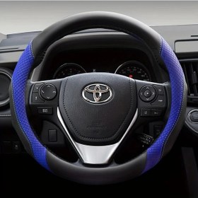 Resim Dashanshop Toyota Uyumlu Siyah Mavi Spor Deri Direksiyon Kılıfı - Kaymaz Nefes Alır Yumuşak 803-siyah Ve Mavi 
