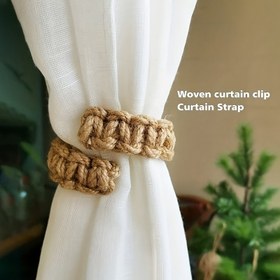 Resim Boho Örgülü Keten Perde Bağlama, Yatak Odası ve Oturma Odası Dekoru için Düz Tutma Kayışı, Kahverengi 
