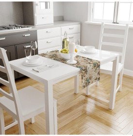 Resim Colorful Leaves And Flowers Runner 140x45cm İnce Keten, Uluslararası Yıkama Ve Solmama Sertifikası Çok Renkli 