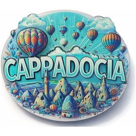 Resim Kapadokya Temalı Ahşap Buzdolabı Magneti Model 6 