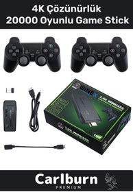 Resim Özel Üretim 4K Çözünürlük 2.4g Uyumlu Kablosuz Çift Kol Atari Retro 20000 Oyunlu Game Stick Atari 