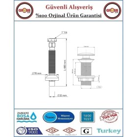 Resim Pop-Up Bas Aç Körüklü Lavabo Sifonu - Aç Kapa Sifon 