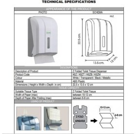 Resim Vialli K6M Z Katlı (Dikkat:Wc Tuvalet Kağıdı İçindir) Dispenseri Mini Boy Metalik 